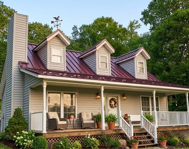 metal roof installation completed on a home in North Carolina