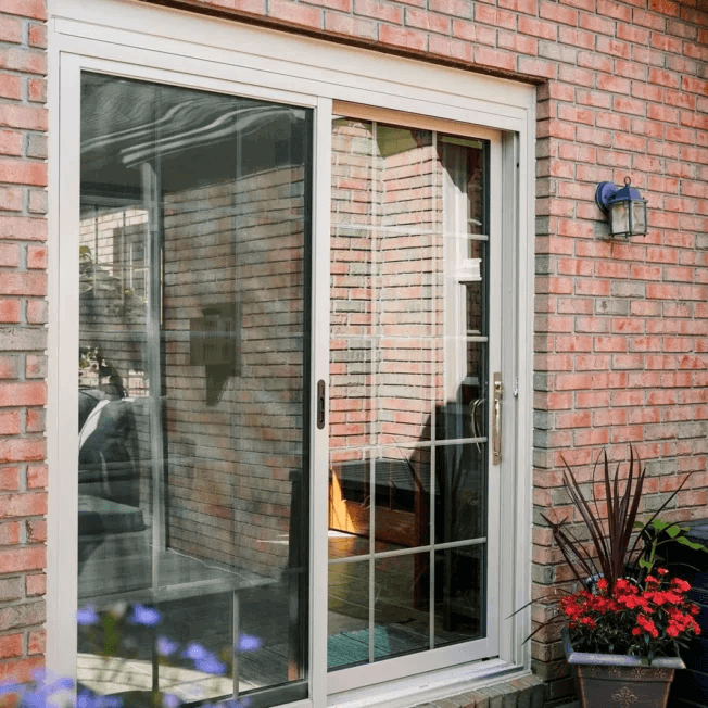 White vinyl sliding glass door