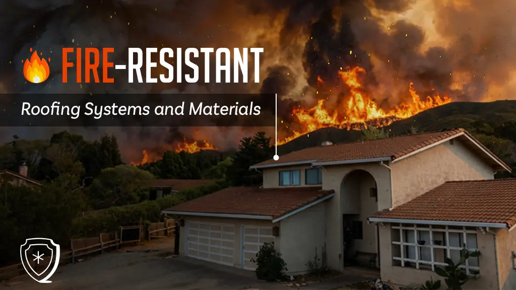 Fire-resistant roofing systems and materials